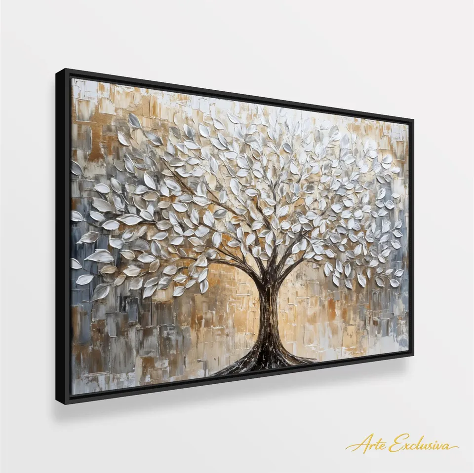 Quadro Abstrato Árvore da Vida Sonhos que Florescem Efeito em Estilo Relevo