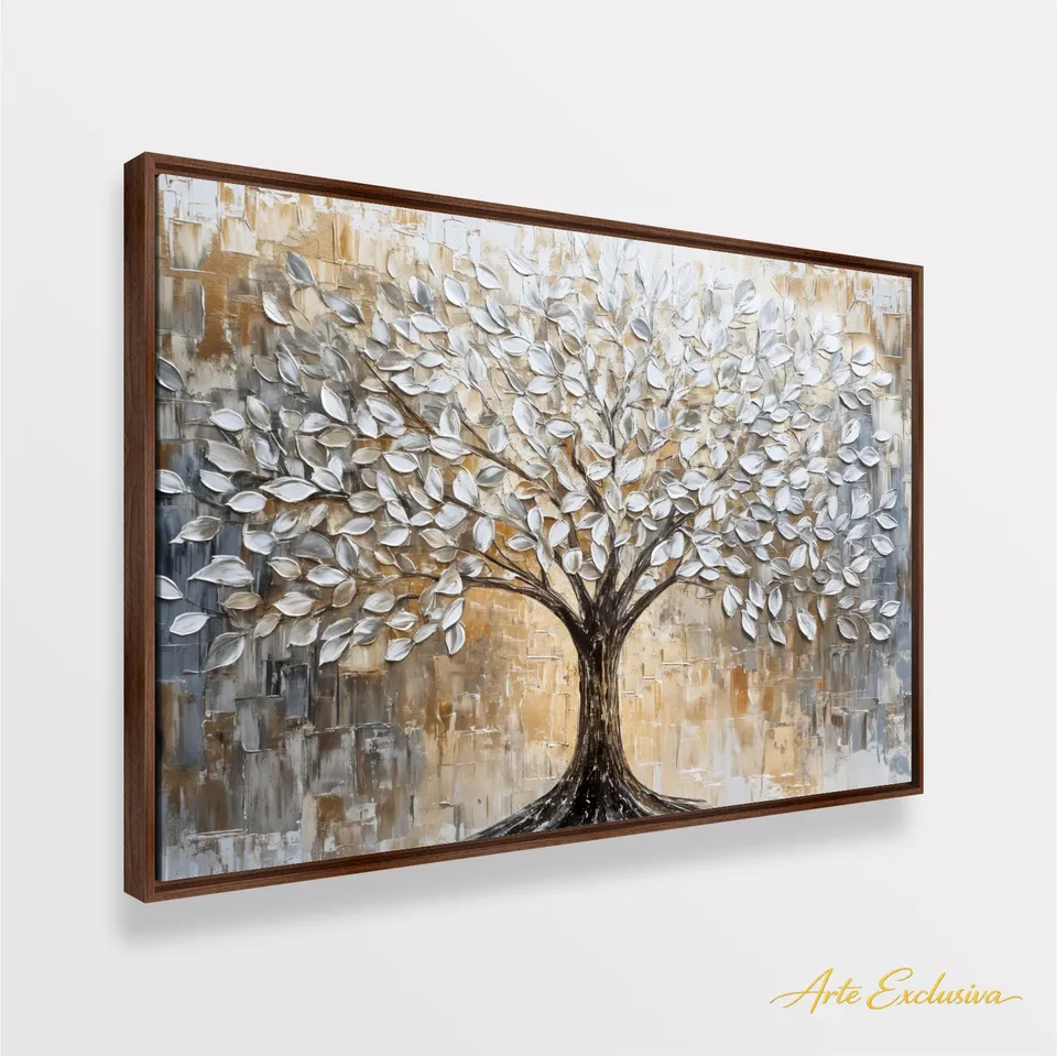 Quadro Abstrato Árvore da Vida Sonhos que Florescem Efeito em Estilo Relevo