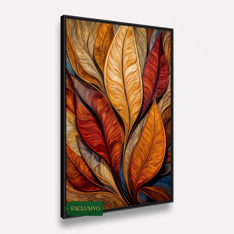 Quadro Elegância Abstrata Essência das Folhas em Chamas Quadro Elegância Abstrata Essência das Folhas em Chamas