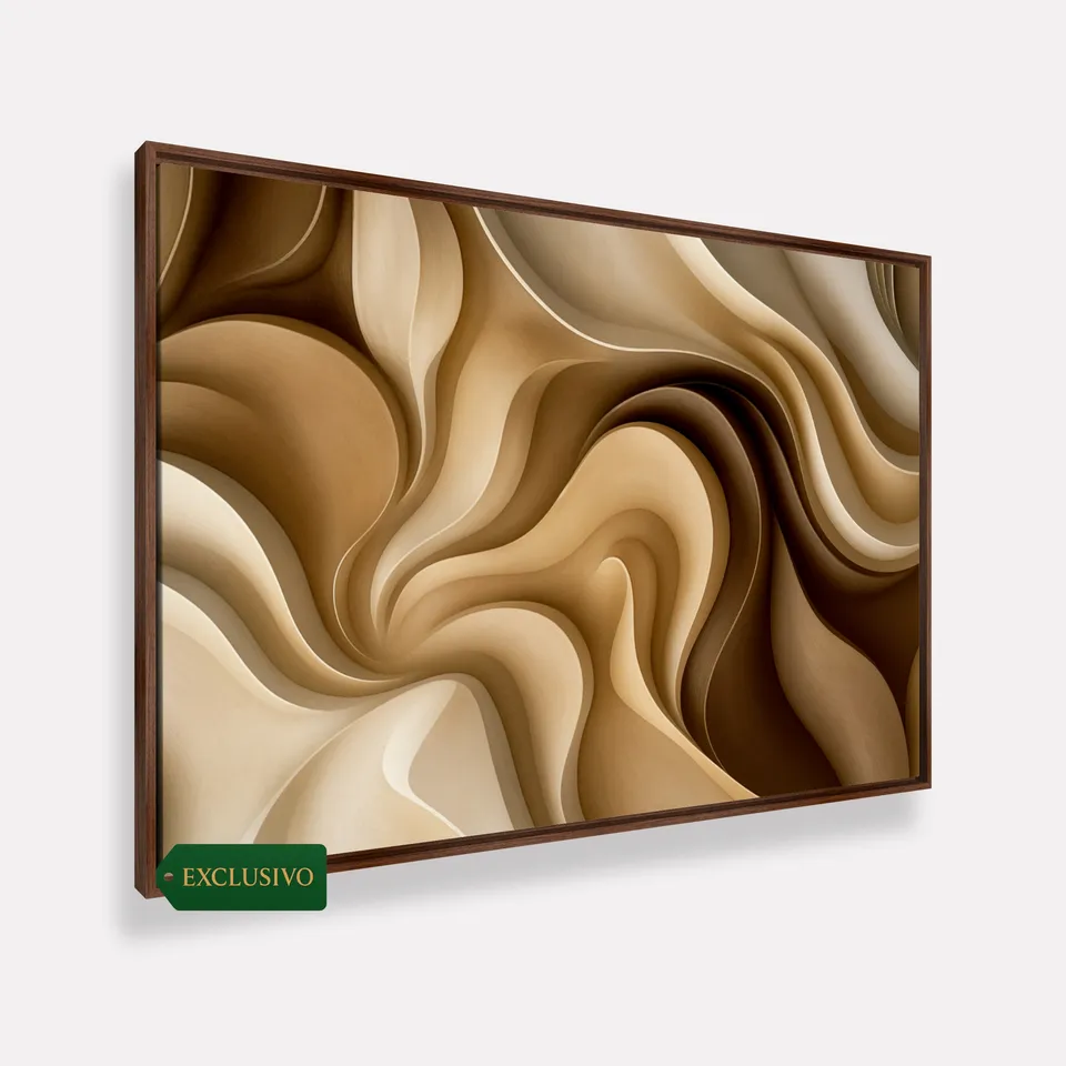 Quadro Abstrato Essência do Deserto Elegância em Movimento Tons Naturais