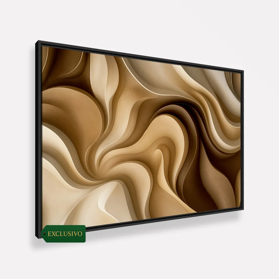Quadro Abstrato Essência do Deserto Elegância em Movimento Tons Naturais