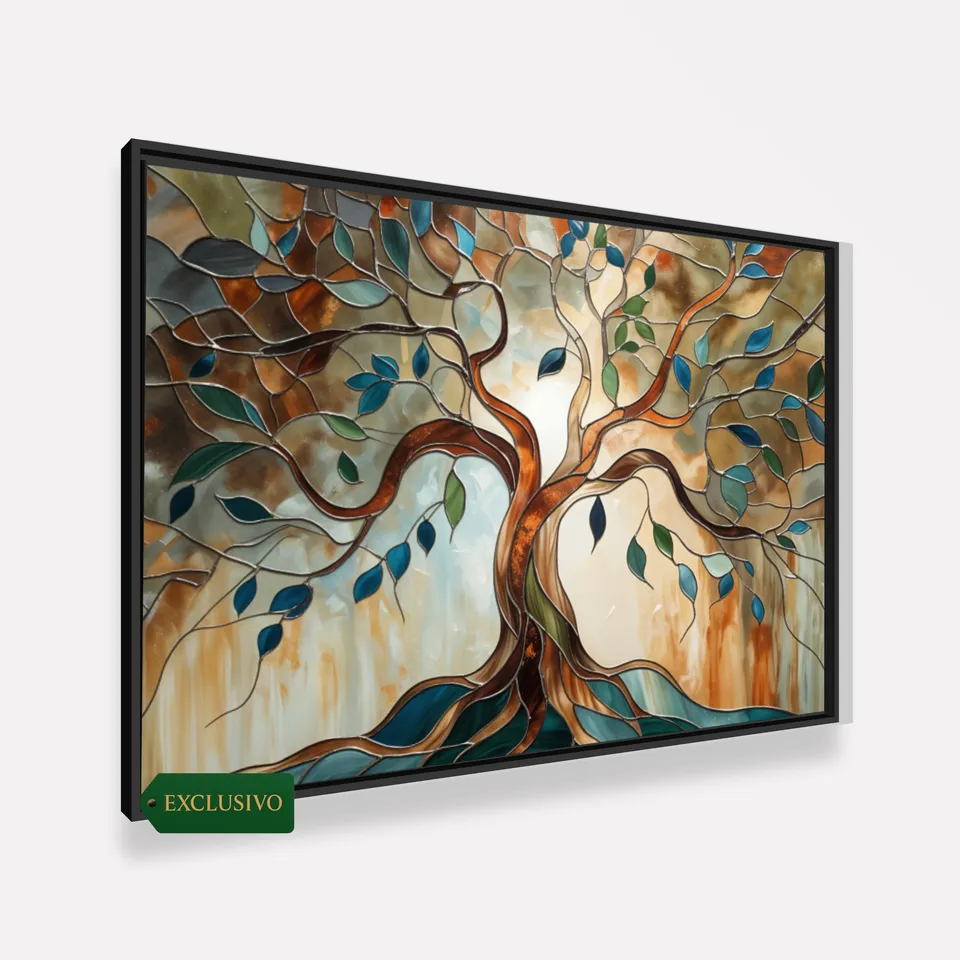 Quadro Árvore Da Vida Abstrata Tons Terrosos