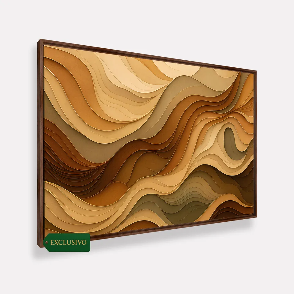 Quadro Abstrato Ondas De Terra Movimento Em Tons Naturais