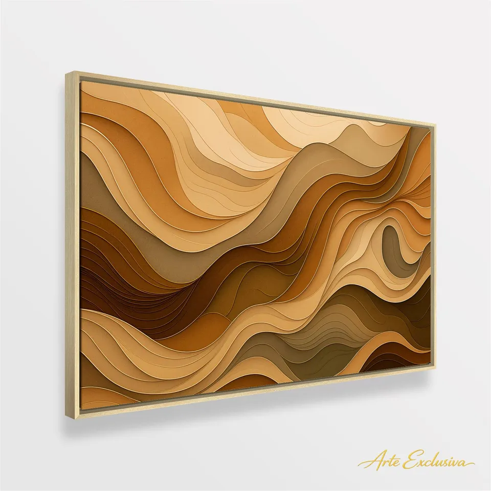 Quadro Abstrato Ondas De Terra Movimento Em Tons Naturais
