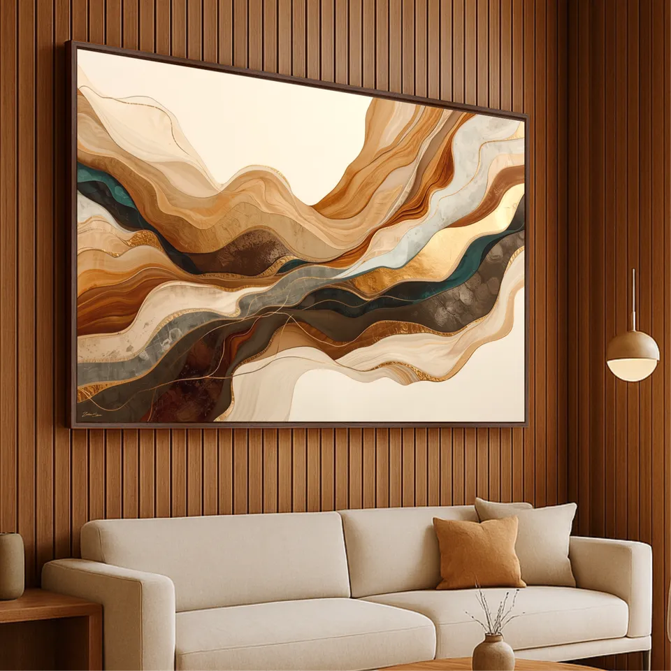 Quadro Abstrato Moderno Ondas Em Harmonia