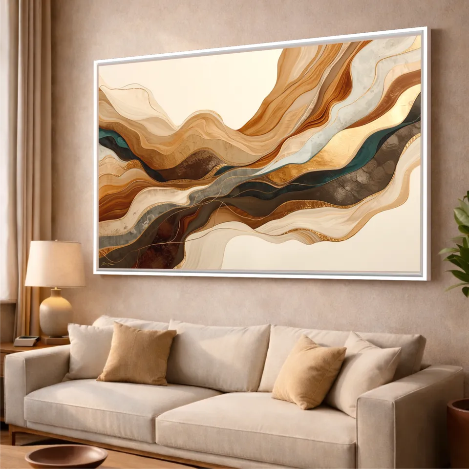 Quadro Abstrato Moderno Ondas Em Harmonia