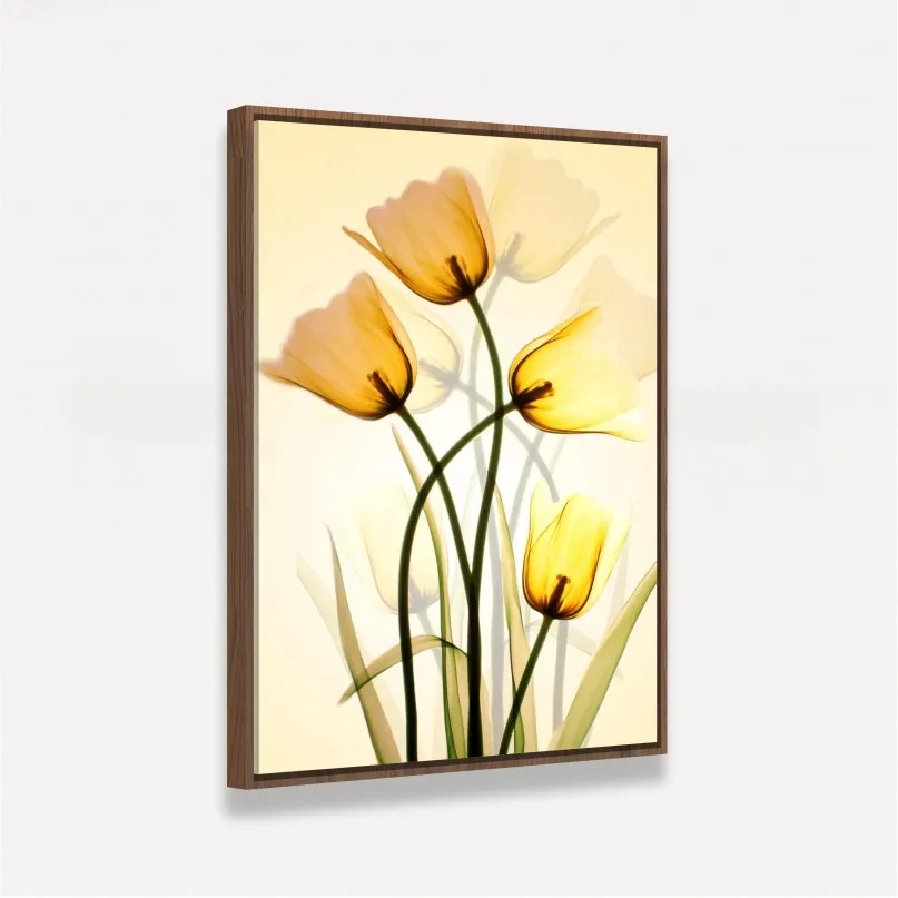 Quadro Flores Três Tulipas Amarelas Artístico
