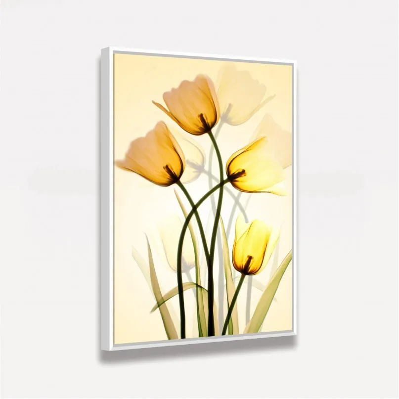 Quadro Flores Três Tulipas Amarelas Artístico