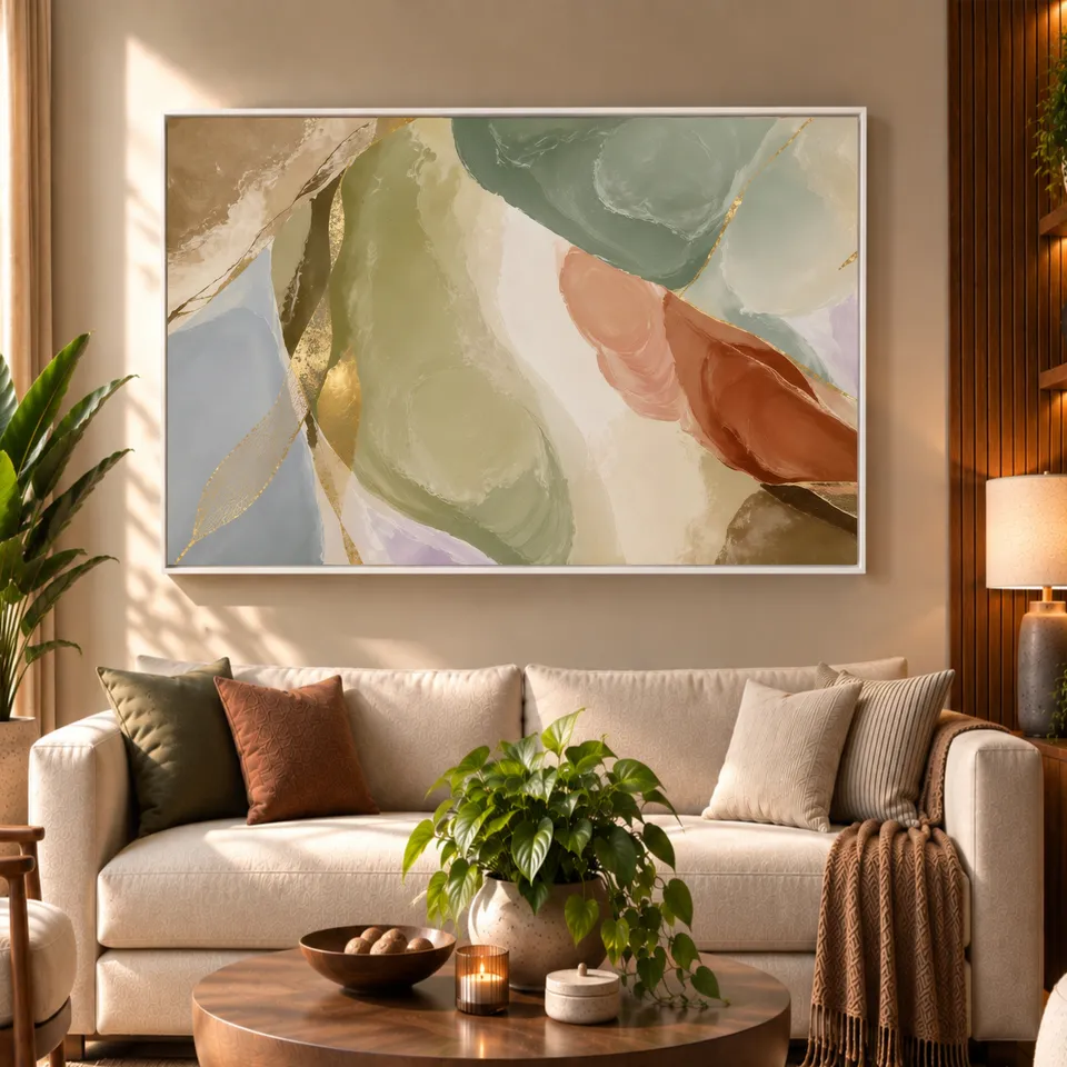 Quadro  Abstrato Essência Da Terra Em Cores Orgânicas 