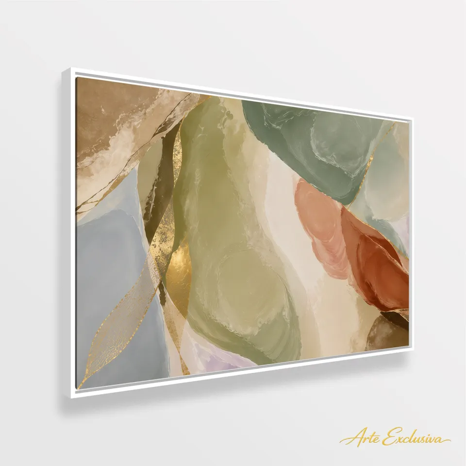 Quadro  Abstrato Essência Da Terra Em Cores Orgânicas 