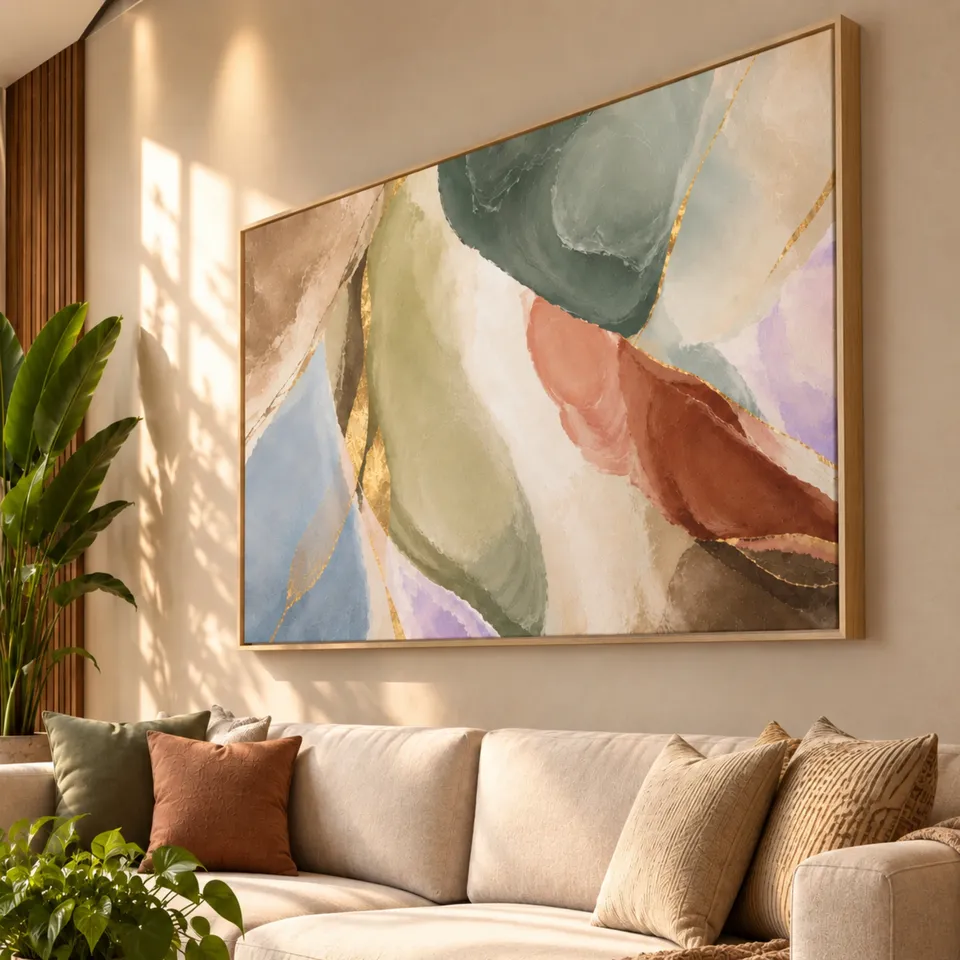 Quadro  Abstrato Essência Da Terra Em Cores Orgânicas 
