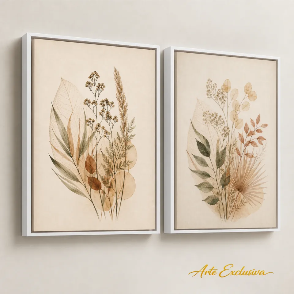 Duo De Quadros Folhagens Essência Do Cerrado