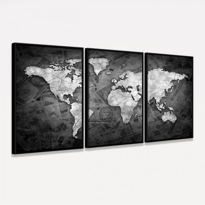 Quadro Mapa Mundi Decorativo Sea of Money