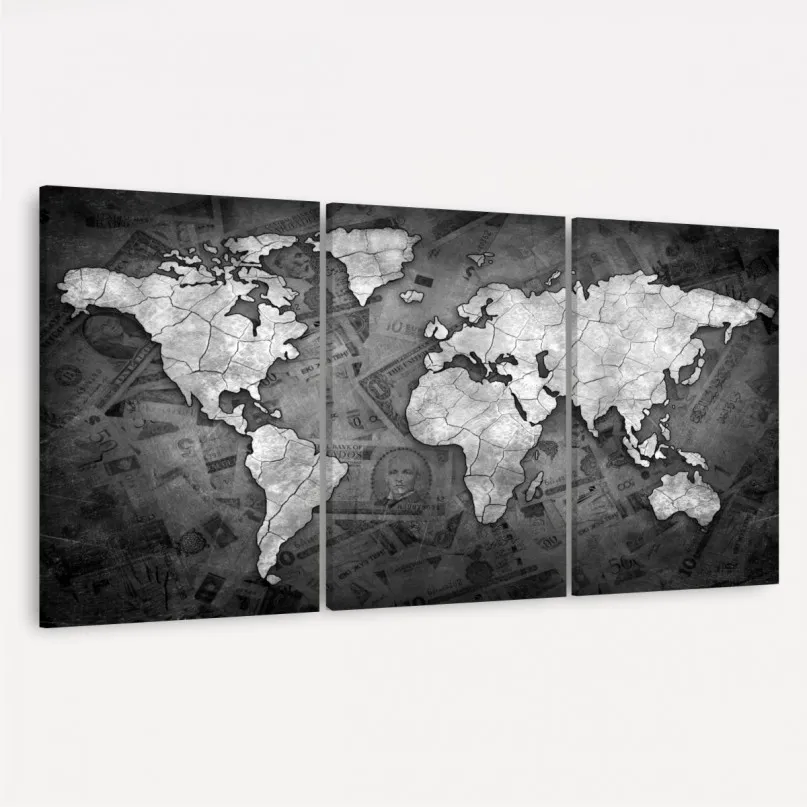 Quadro Mapa Mundi Decorativo Sea of Money