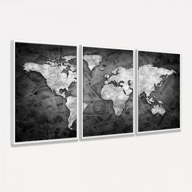 Quadro Mapa Mundi Decorativo Sea of Money